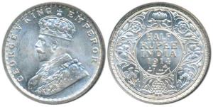 George V, Silver ½ Rupee, 1914, Bombay Mint, (Prid 338). About Uncirculated.