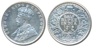 George V, Silver ½ Rupee, 1918, Bombay Mint, (Prid 342). Uncirculated.