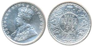 George V, Silver ½ Rupee, 1919, Bombay Mint; (Prid 343). Extremely Fine.