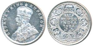 George V, Silver ½ Rupee, 1924, Bombay Mint, (Prid 346). About Uncirculated.