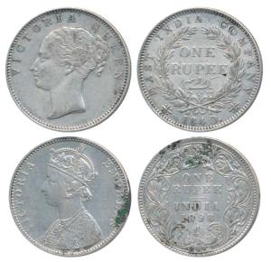 Victoria Queen & Empress, Silver Rupee, 1840, Continuous legend, Bombay Mint, English Head