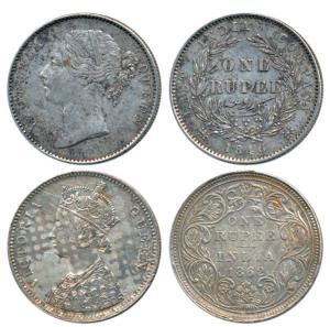 Victoria Queen, Silver Rupee, 1840, Divided legend, Madras Mint, WWS raised, 28 Berries; 1