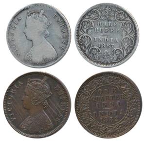 Victoria Empress, Silver ½ Rupee, 1887, Calcutta Mint, A / I / C incuse, (Prid 271); Coppe