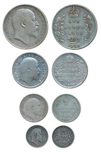 Edward VII, set of 4, Silver Rupee, ½, ¼ and 2 Annas, 1906, the first Bombay Mint, the res