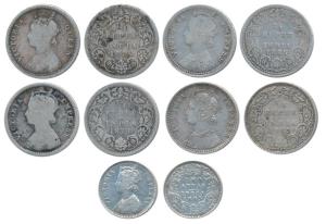 Victoria Queen & Empress, Silver ¼ Rupee, 1875, Bombay Mint, A / I / No mint mark, (Prid 4