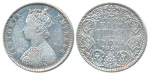 Victoria Empress, Silver ½ Rupee, 1897, Bombay Mint, A / I / B incuse, (Prid 305). Very Fi