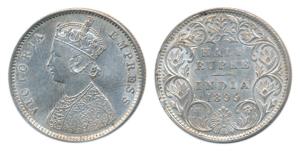 Victoria Empress, Silver ½ Rupee, 1899, Bombay Mint, A / I / B incuse, Inverted ’B’, (Prid