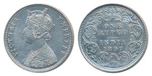 Victoria Empress, Silver Rupee, 1897, Calcutta Mint, C3 / I / C incuse, (Prid 136). Extrem