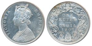 Victoria Empress, Silver Rupee, 1901, Bombay Mint, A3 / I / B incuse, (Prid 187). About Un