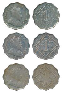 Edward VII, Cupro-Nickel Anna (3), 1907, 1908 & 1910, all Bombay Mint, (Prid 926, 927 & 92
