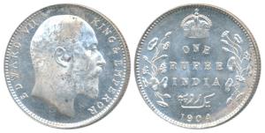 Edward VII, Silver Rupee, 1904, Bombay Mint, (Prid 200). Slight black spots on obv., other