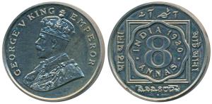George V, Cupro nickel Proof Restrike 8 Annas, 1920, Bombay Mint, (SW 8.135). Proof Restri