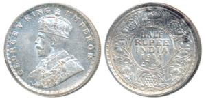 George V, Silver ½ Rupee, 1914, Calcutta Mint (Prid 321). About Uncirculated.