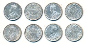 George V, Silver ½ Rupee (4), 1916, Calcutta Mint; 1917, 1918 and 1919, Bombay Mint. Extre