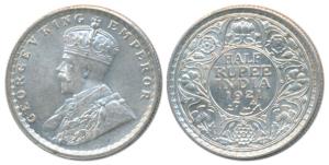 George V, Silver ½ Rupee, 1921, Calcutta Mint, (Prid 324). About Uncirculated.