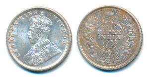 George V, Silver ½ Rupee, 1921, Calcutta Mint, (Prid 324). About Uncirculated.