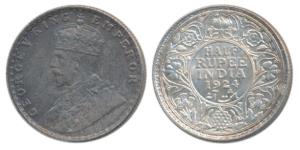 George V, Silver ½ Rupee, 1924, Bombay Mint, (Prid 346). Nice toning, Uncirculated.