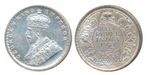 George V, Silver ½ Rupee, 1927, Calcutta Mint (Prid 332). About Uncirculated.