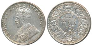 George V, Silver ½ Rupee, 1928, Bombay Mint (Prid 349). About Uncirculated.