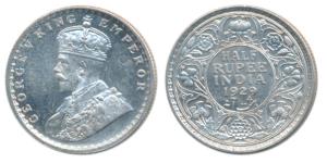George V, Silver ½ Rupee, 1929, Calcutta Mint, (Prid 331). Nice mint luster, Uncirculated.