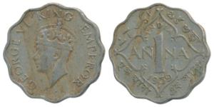 George VI, Cupro-Nickel 1 Anna, 1939, Bombay Mint, 2nd head, dot, Unlisted in Pridmore. Ve