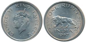 George VI, Nickel Rupee, 1947, Lahore Mint, No mint mark, (Prid 864). About Uncirculated.