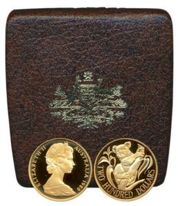 Australia, Gold $200, 10g, Koala series, 1980, (KM 71). Brilliant Uncirculated, within ori