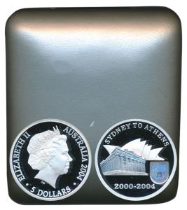 Australia, Elizabeth II, Silver Proof Coin, $ 5, 36.31g, 2004, the journey from the Sydney
