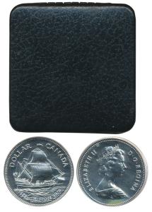 Canada, Elizabeth II, Silver $ 1, 23.32g, .5 Fine, 1979, rev. a ship with sails. Proof, in