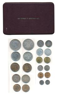 Great Britain, George VI, 1937 Specimen set, Silver Crown, Half Crown, Florin, English Shi