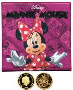 Niue, Elizabeth II, Gold $ 25, 7.77g, 2014, rev. an iconic image of Minnie Mouse the Walt 