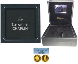 Tuvalu, Elizabeth II, Gold $ 25, 7.77g, 2014, Charlie Chaplin “The Tramp” 100 Years of Lau
