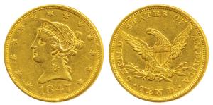United States of America, Gold $10, 16.71g, Liberty head on obv., without Motto above eagl