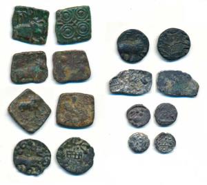 Assorted Lot, Ashmaka Janapada (1), Silver Karshapana, ABCC type, elephant, leaf and two g