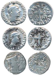 Indo-Greek, Apollodotus II, Silver Drachm (2), obv. diademed and draped bust of the ruler 