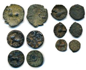 Satavahanas, Satakarni, Junnar Area, Potin Fraction (6), obv. lion / lioness facing left, 