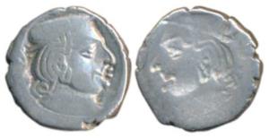 Western Kshatrapas, Silver Drachma, Error, Brockage, nice, deep and complete Lakhi impress