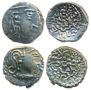 Guptas, Kumaragupta, Silver Drachma (2), 2.24g and 1.97g, obv. bust of ruler to right, rev