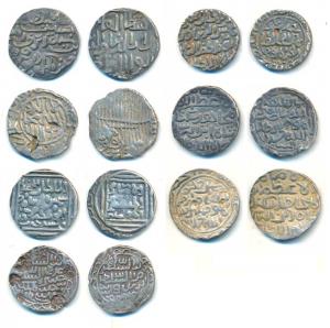 Silver Tanka (7), mostly different rulers, Shams al-din Ilyas Shah, Sikandar bin Ilyas, Hu