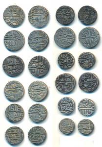 Silver Tanka (10) and ½ Tanka (2), different rulers, Mahmud Shah I, Muzaffar II, Mahmud Sh