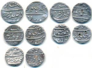 Aurangzeb (AH 1068-1118, 1658-1707 AD), Silver ½ Rupee (5), Surat Mint, AH 1105 and 1098 (