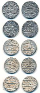 Aurangzeb, Silver Rupee (4), Golkonda, RY 24 (2); Khambayat, AH 1083/15; Itawa Mint, 1112/