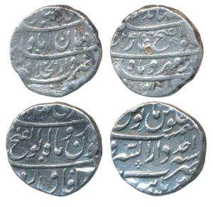 Jahandar Shah, Silver Rupee (2), Dar-ul-Sarur Burhanpur, RY Ahd; Dar-ul-Khilafa Shahjahana