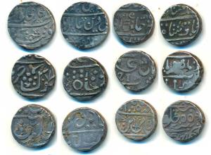 A set of all different Maratha mints, Silver Rupee (6), Azamnagar Gokak Mint, English date