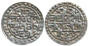 Lakshmi Narayan (SE 1509-1549, 1587-1627 AD), Silver Tanka, 10.05g, Sk 1509/98, obv. legen
