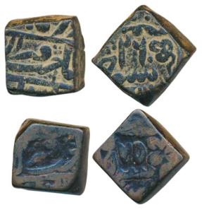 Copper Takka, in the name of Muhammad Akbar II, 18g and 17.55g, RY 26 and 25 (KM 29). Very