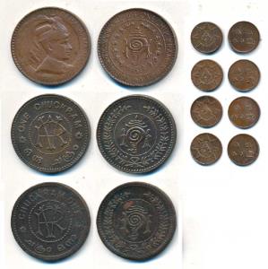 Rama Varma VI (ME 1062-1101, 1885-1924 AD) & Bala Rama Varma II, Copper Chuckram (3), Cash