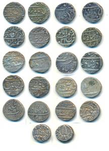 Silver Rupee, Baroda (5), Anand Rao, Sayaji Rao II and Sayaji Rao III, AH 1231, 1237/17, 1