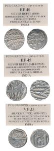 Silver Rupee (3), Bhopal, Sikandar Begam, AH 1279/5; Bundi, Ram Singh, in the name of Vict