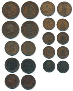 Goa, Copper ½, ¼, and 1/8 Tanga, Carlos I and Luiz I, AD 1881, 1886, 1901 and 1903. About 